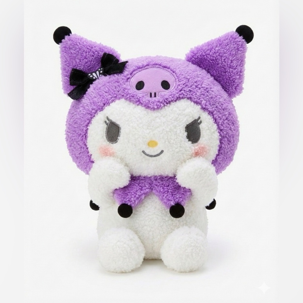 FuRyu Sanrio Kuromi Plush 12” Purple Hood White Sherpa Fluffy 2018 Japan Prize